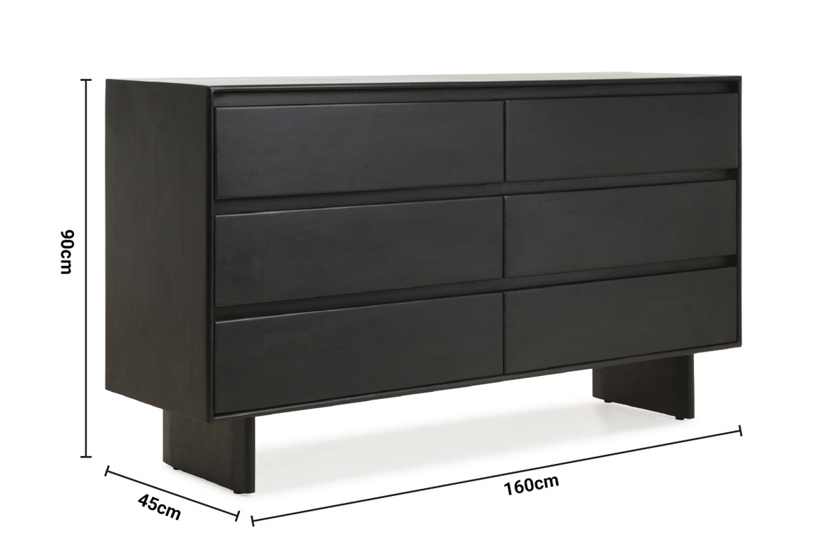 Karma Black 6 Drawer Chest dimensions