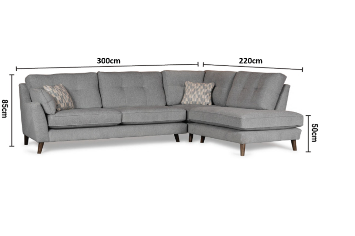 Kenmare Grey Fabric LHF Corner Sofa dimensions