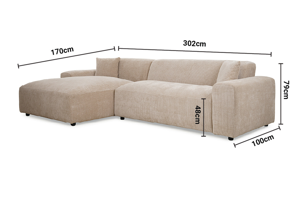 Kennedy Fabric LHF Corner Sofa dimensions