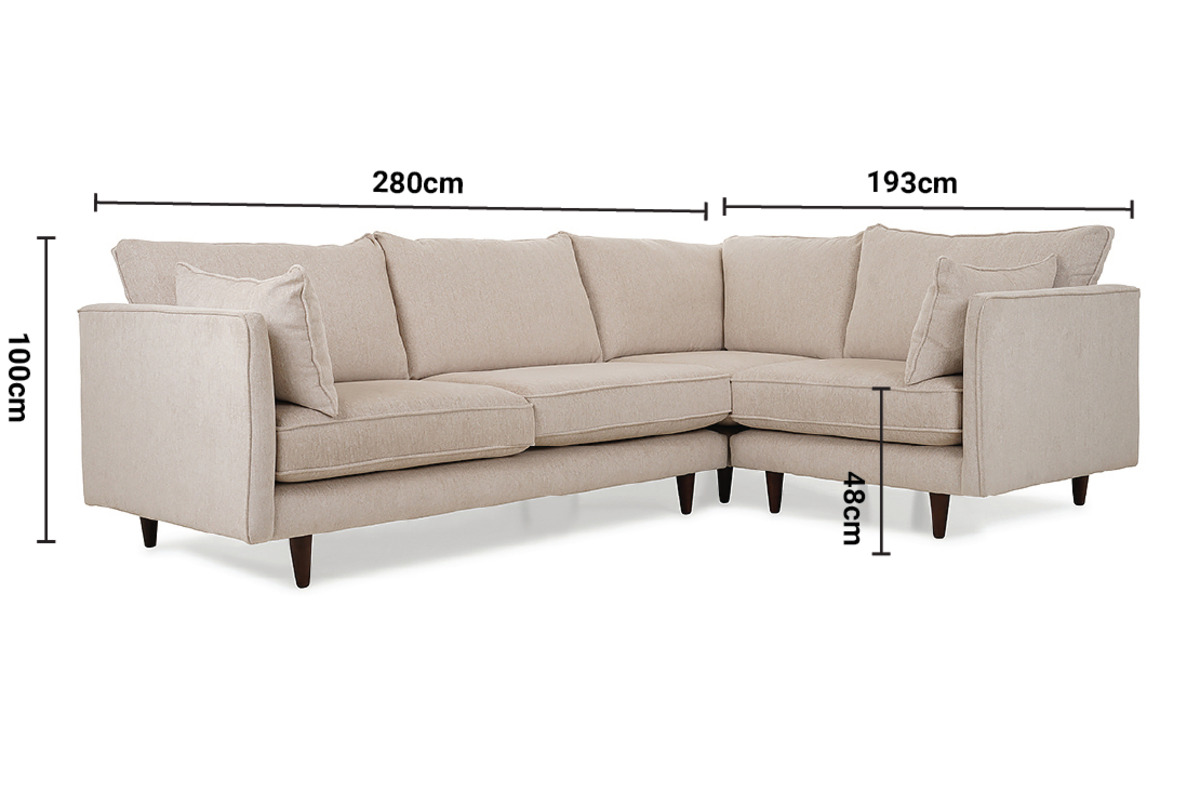 Kilashee Cream Fabric RHF Corner Sofa dimensions