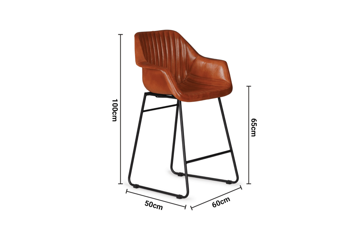 Kimono Brown Leather Bar Stool dimensions
