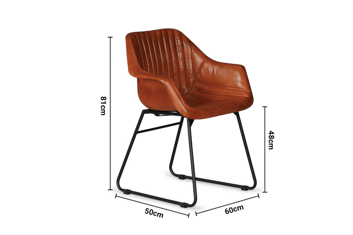 Kimono Brown Leather Dining Chair dimensions