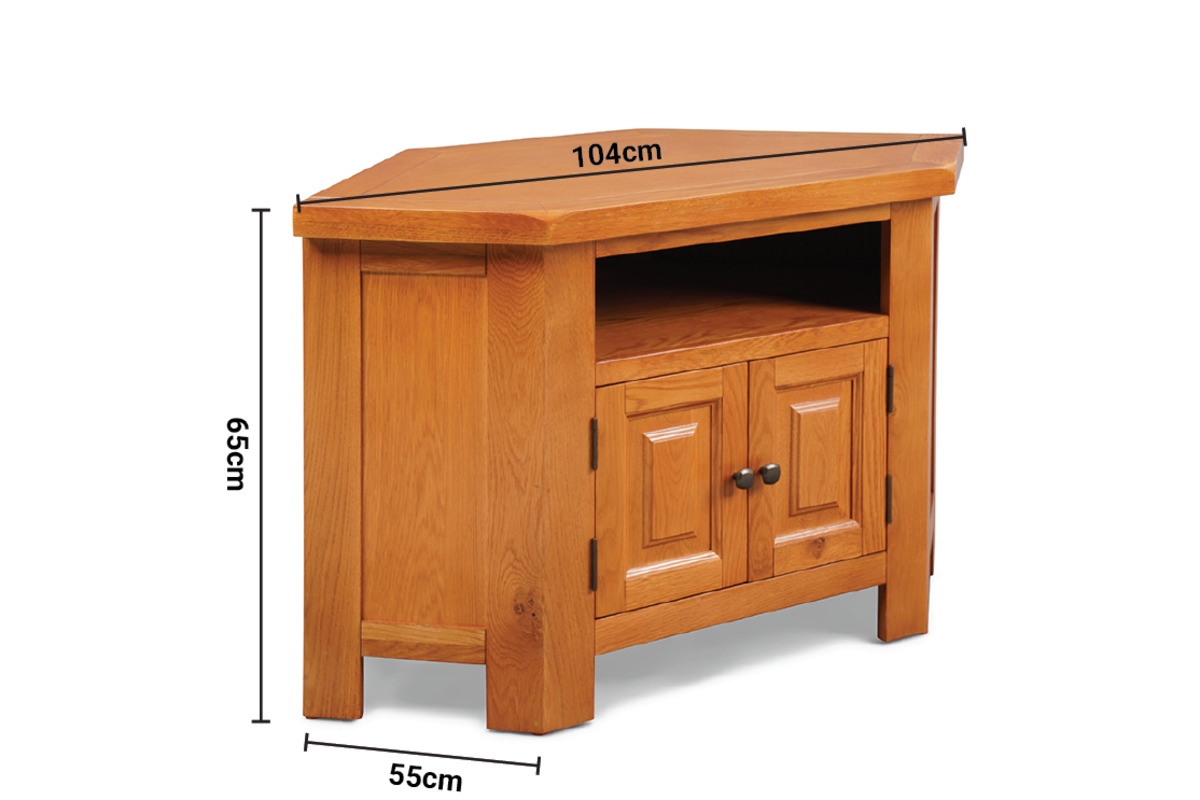Kingston Oak 2 Door Corner TV Stand dimensions