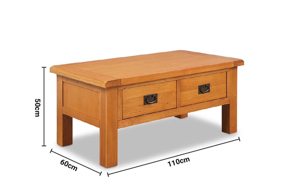 Kingston Oak 2 Drawer Coffee Table dimensions