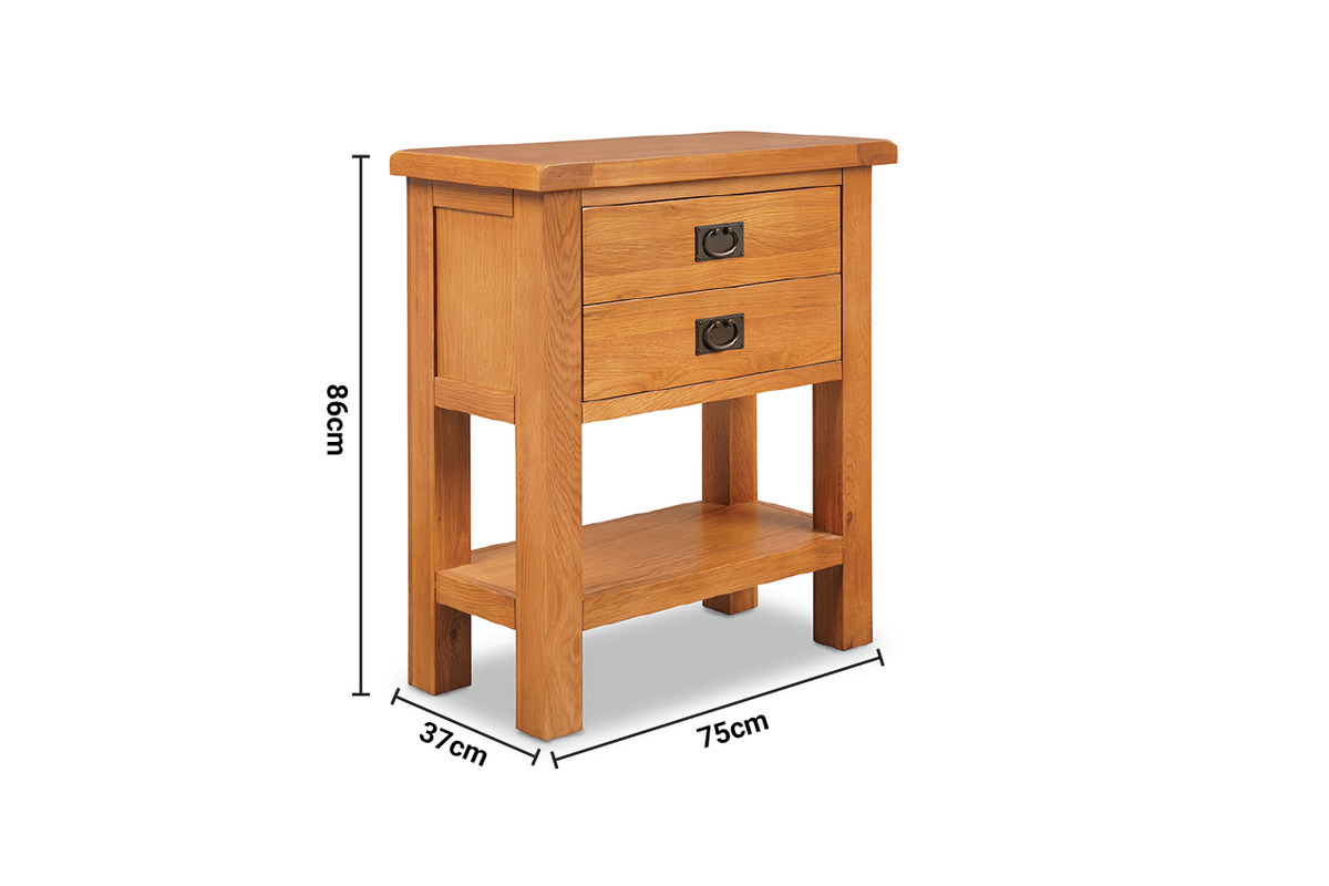 Kingston Oak 2 Drawer Console Table One Over One dimensions