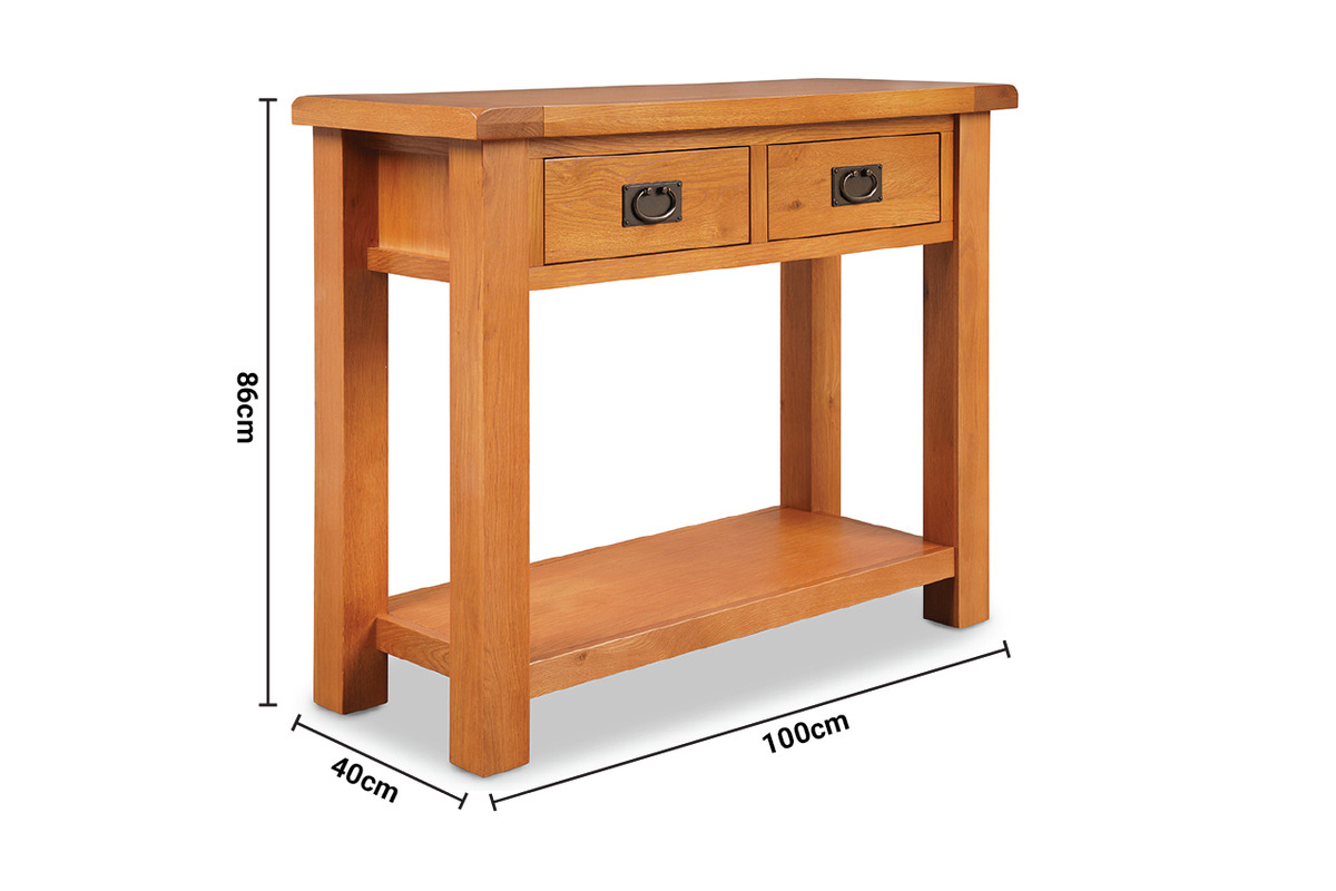 Kingston Oak 2 Drawer Console Table Side By Side dimensions