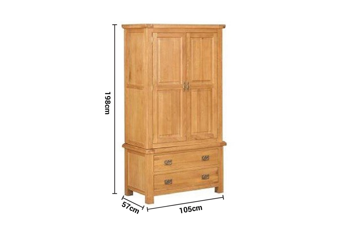 Kingston Oak 2 Drawers 2 Doors Wardrobe dimensions