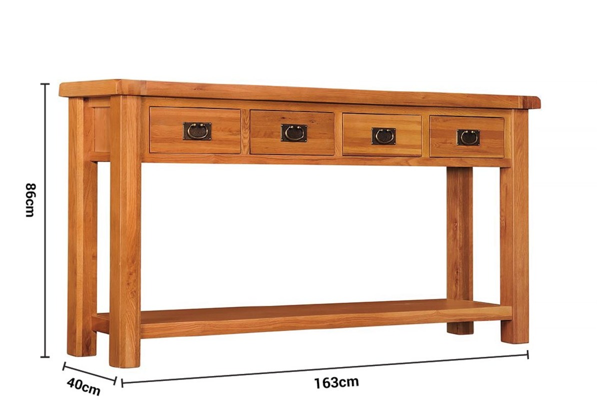 Kingston Oak 4 Drawer Console Table dimensions