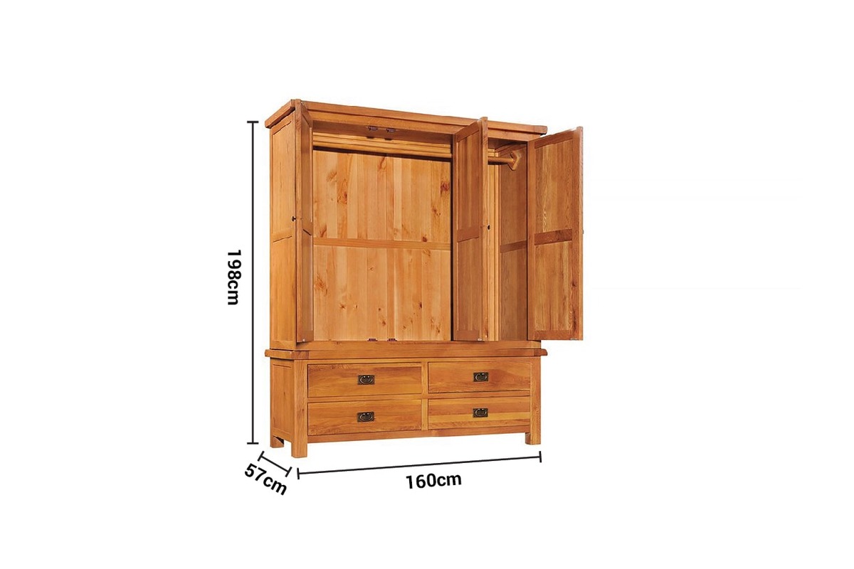 Kingston Oak 4 Drawers 3 Doors Wardrobe dimensions