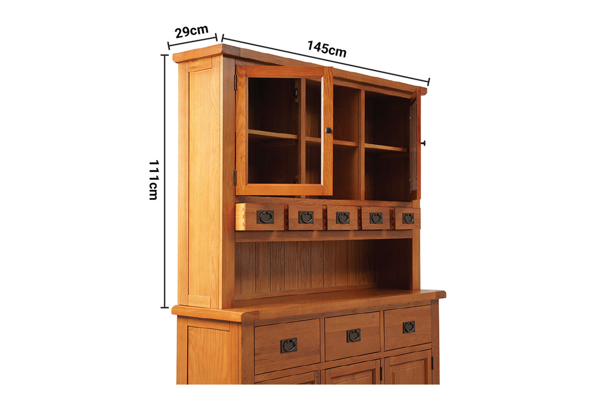 Kingston Oak 5 Drawer 2 Door Hutch dimensions