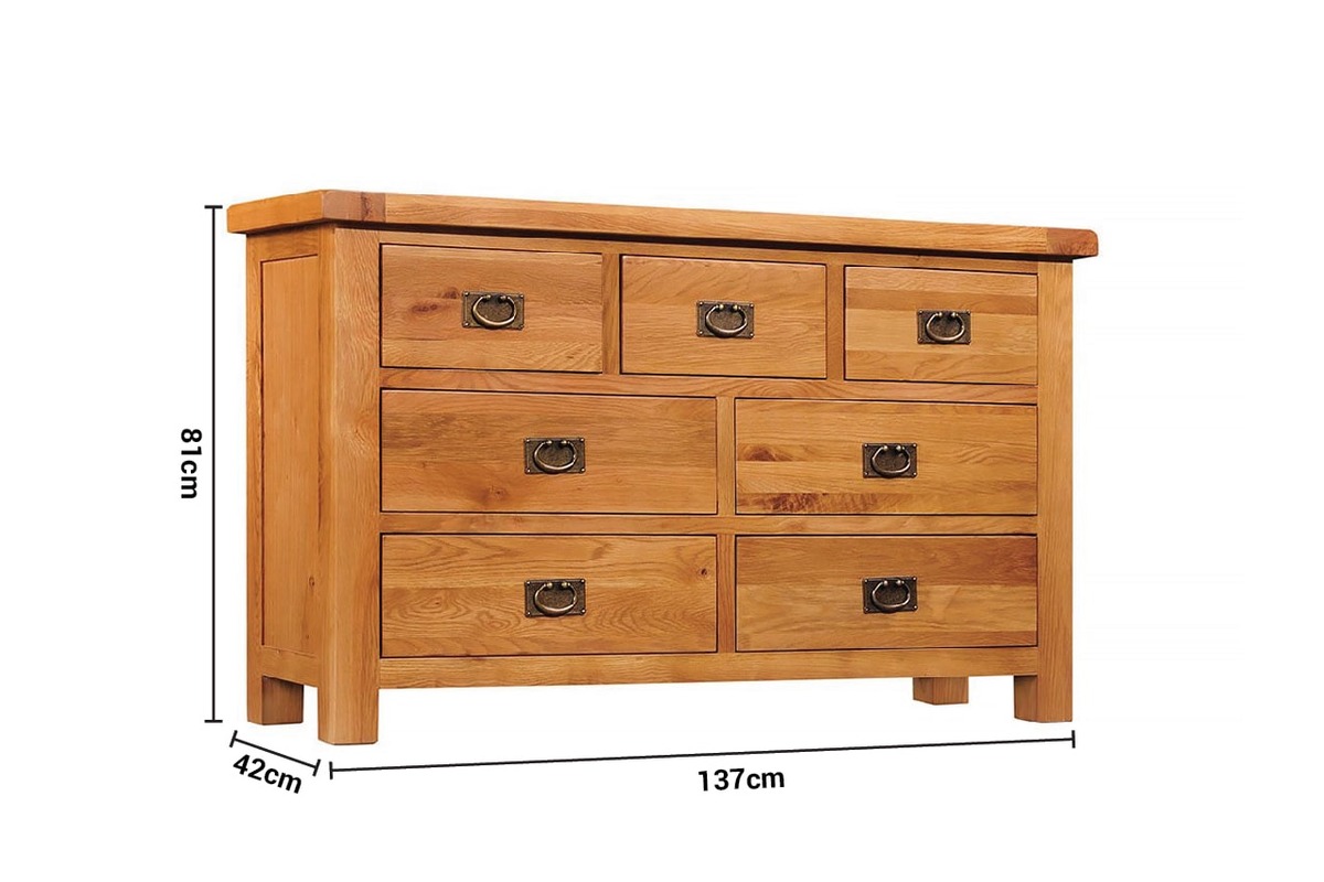 Kingston Oak 7 Drawers Chest dimensions
