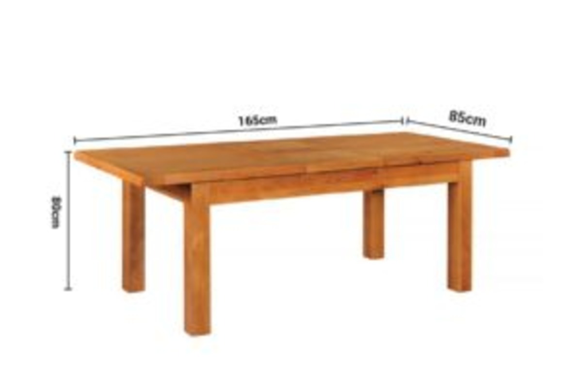 Kingston Oak Extendable Dining Table 1.2-1.65m dimensions