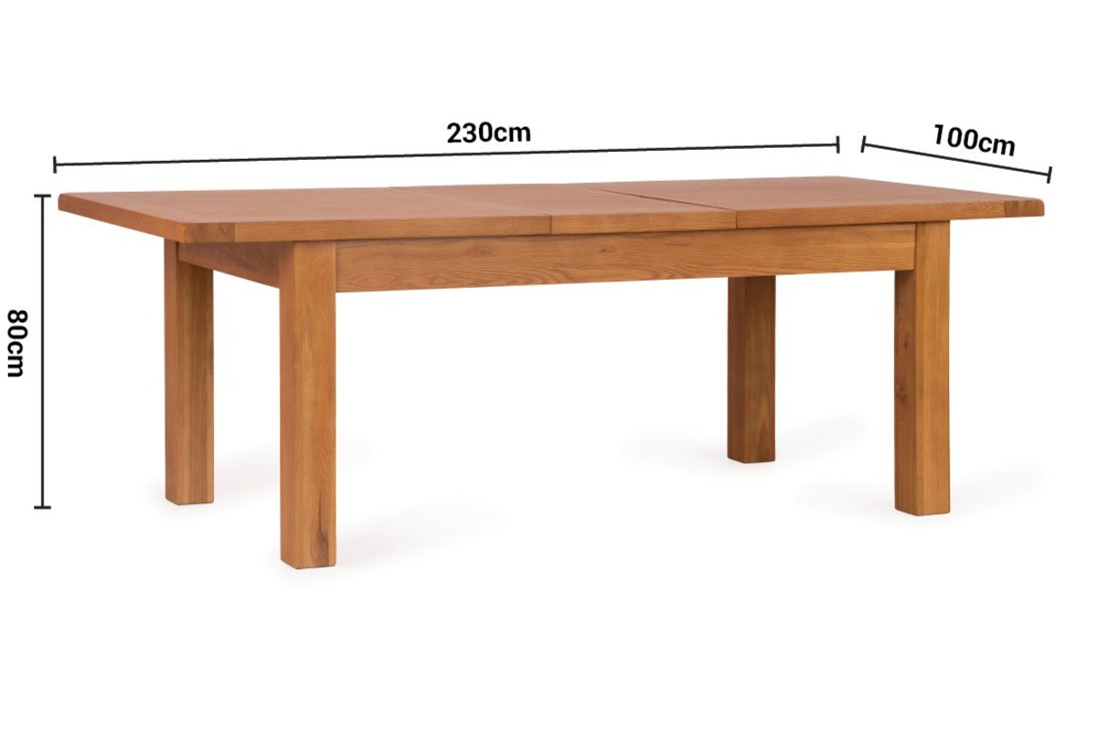 Kingston Oak Extendable Dining Table 1.8-2.3m dimensions