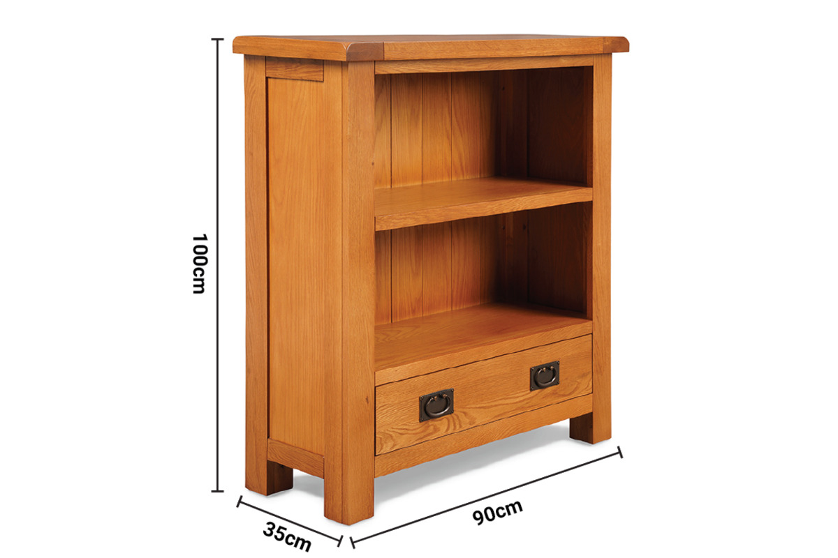Kingston Oak Low Bookcase dimensions
