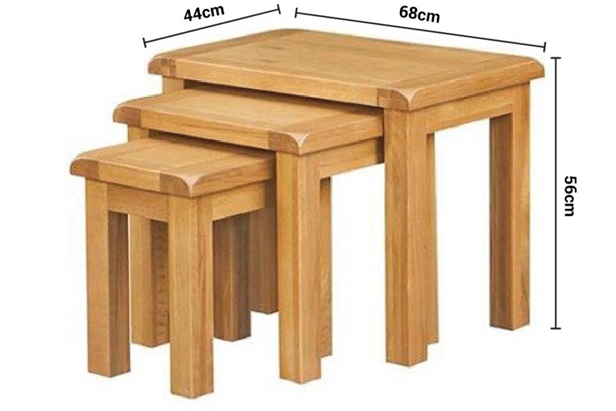 Kingston Oak Nest of Tables dimensions