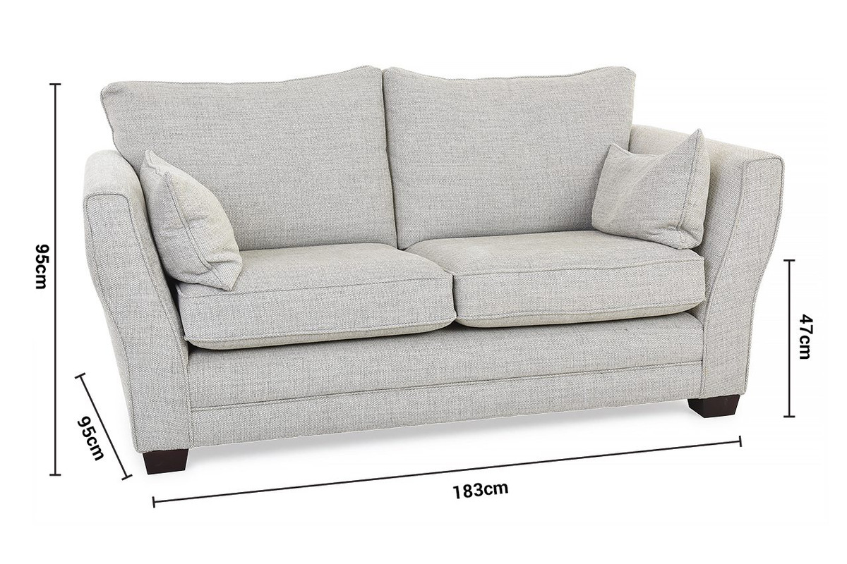Kinsale Grey Fabric 2 Seater Sofa dimensions