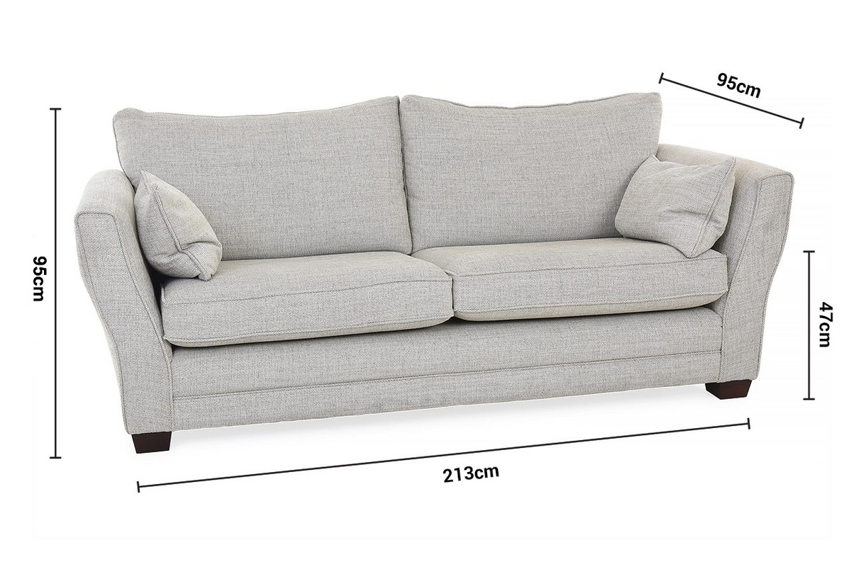 Kinsale Grey Fabric 3 Seater Sofa dimensions