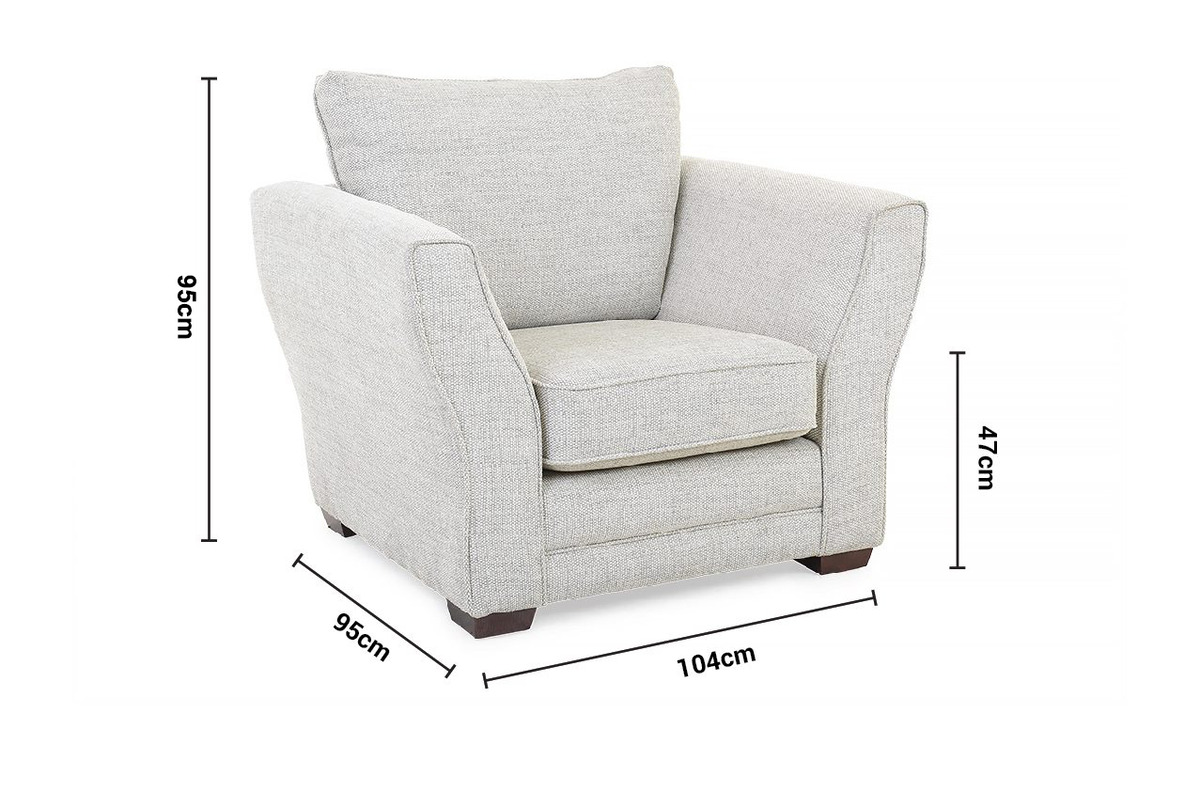 Kinsale Grey Fabric Armchair dimensions