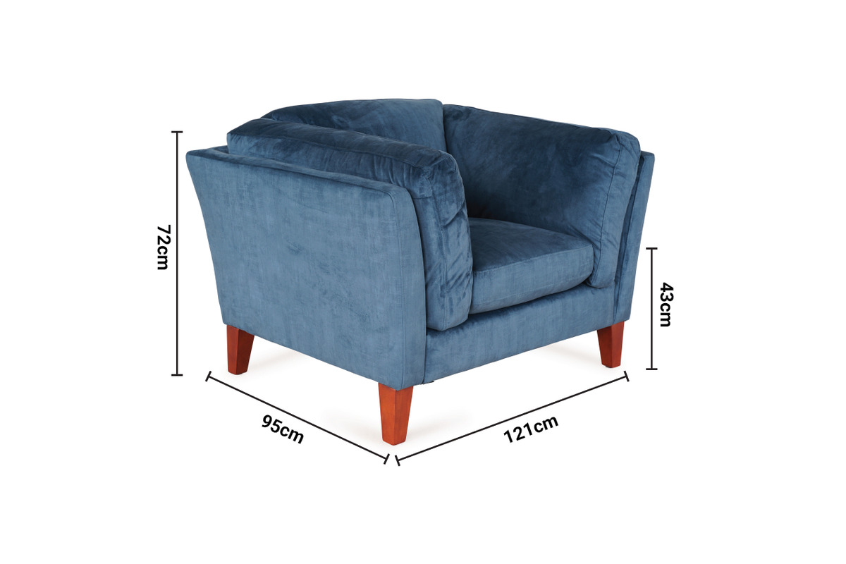 Langley Midnight Blue Velvet Armchair dimensions