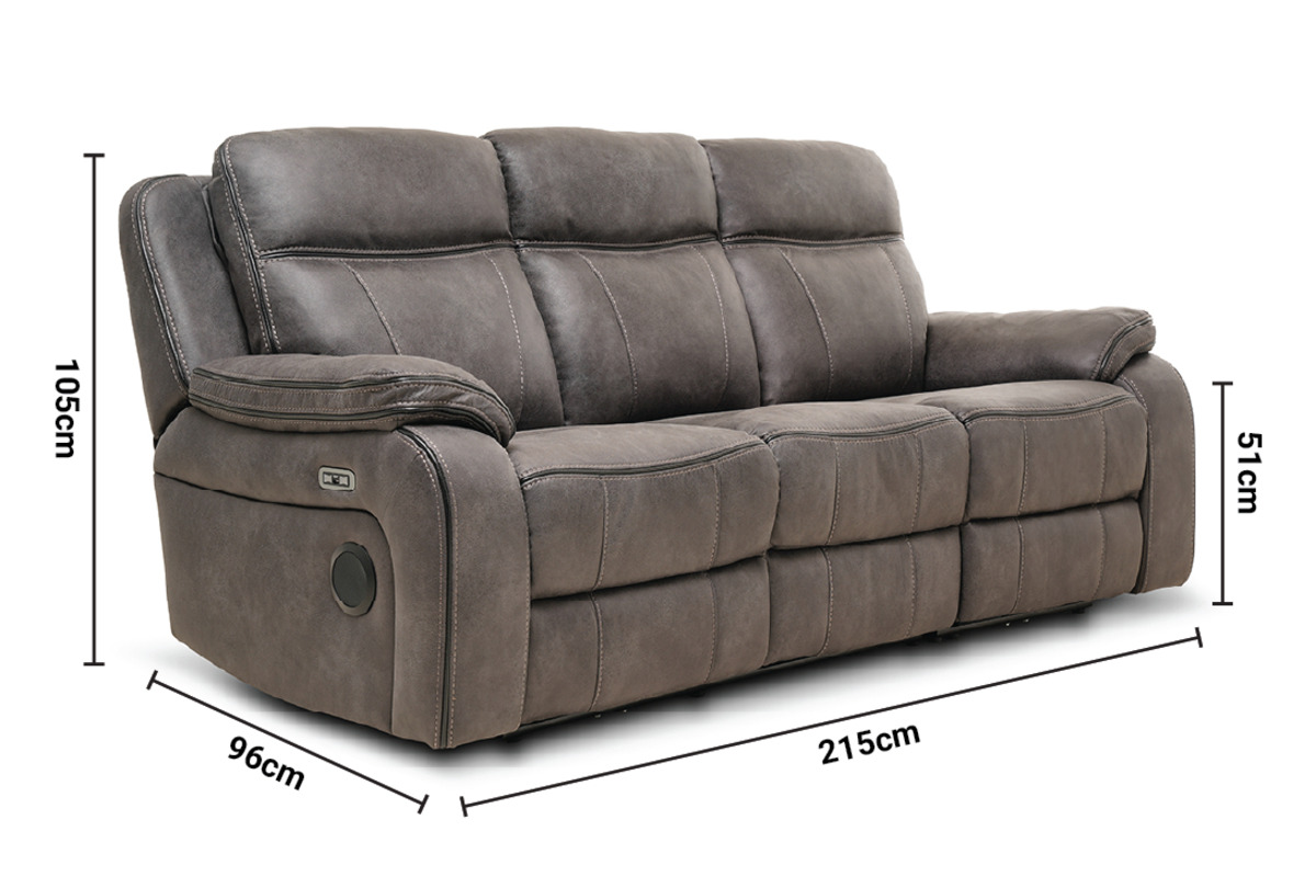 Lansdowne Electric 3 Seater Sofa with Bluetooth Speaker and Head Tilt dimensions