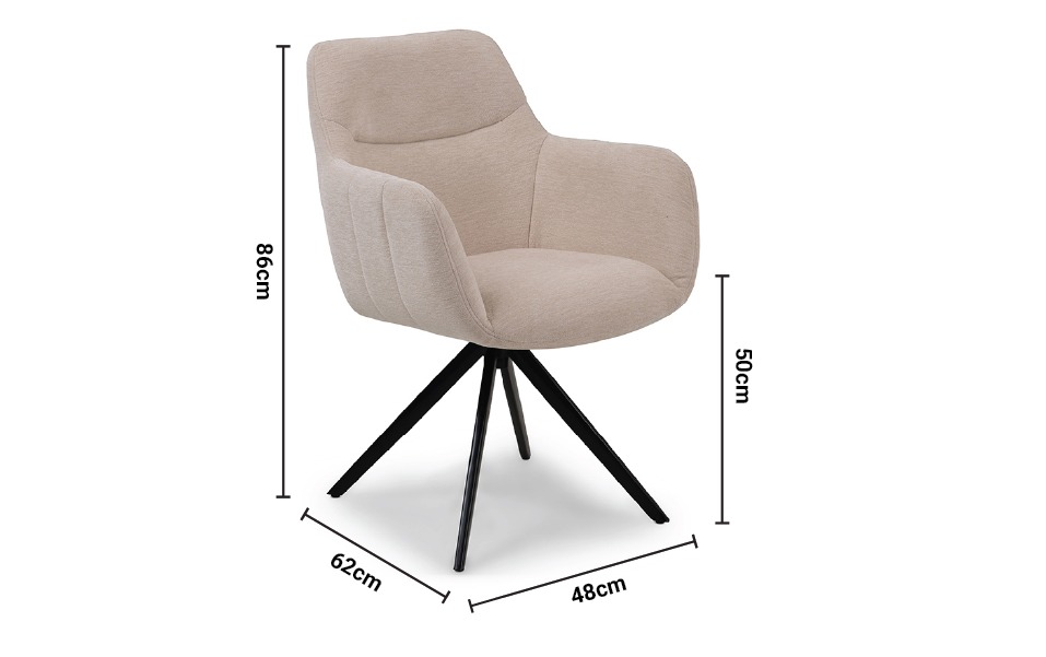 Lee Cream Fabric Swivel Chair dimensions