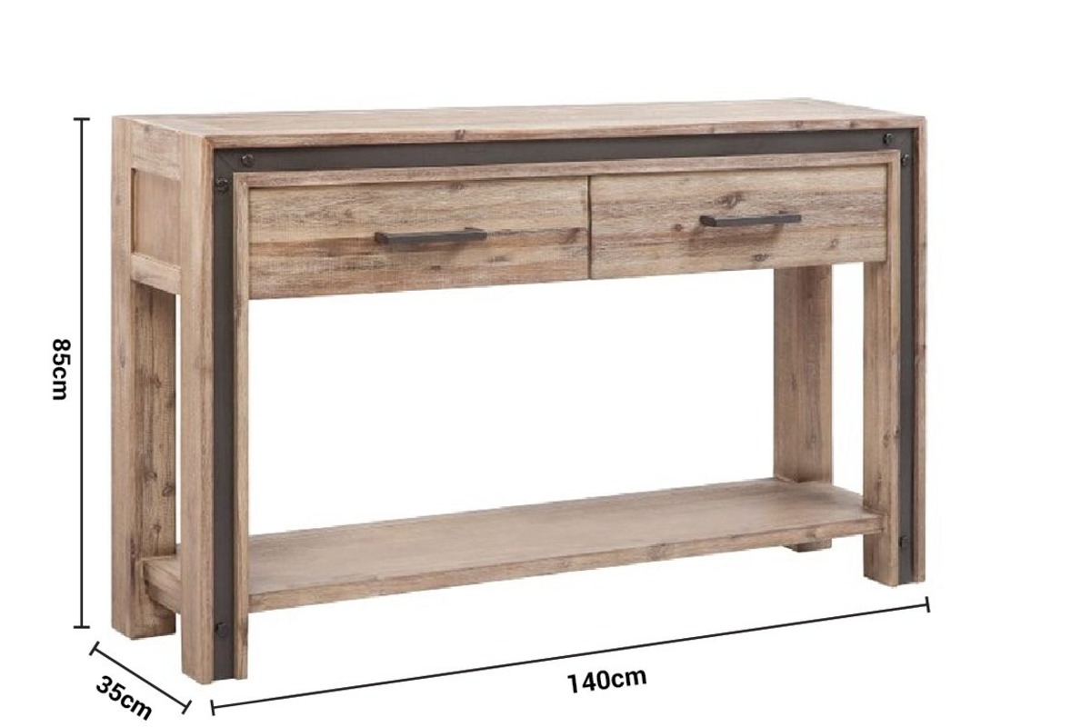 Lex Brown 2 Drawer Console Table dimensions