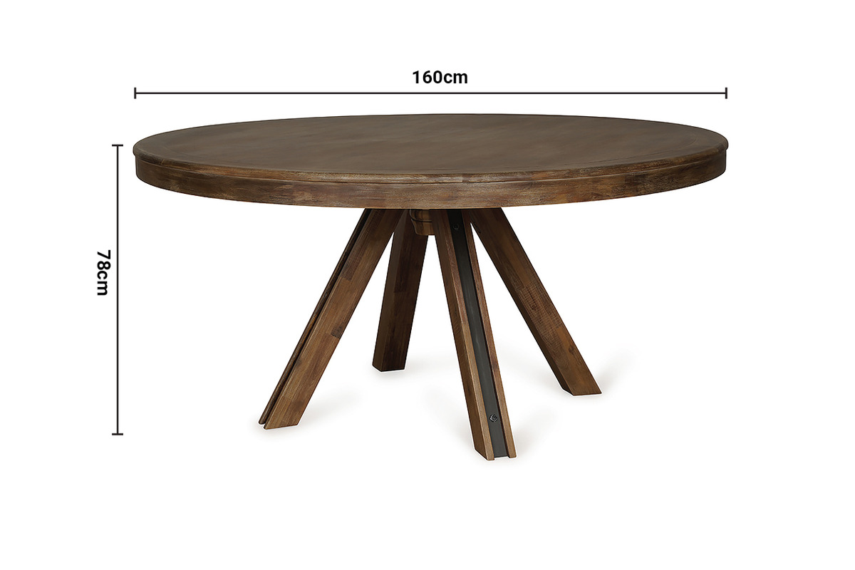 Lex Brown Round Dining Table dimensions