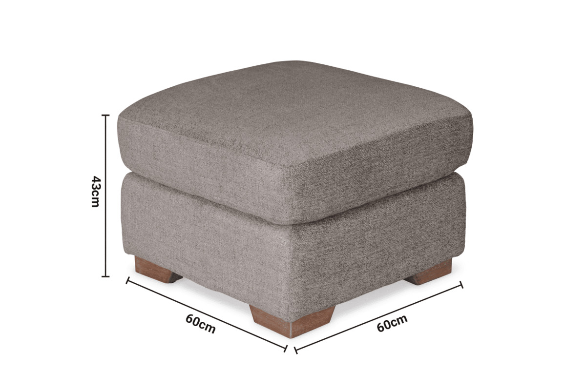 Lorenza Grey Fabric Footstool dimensions