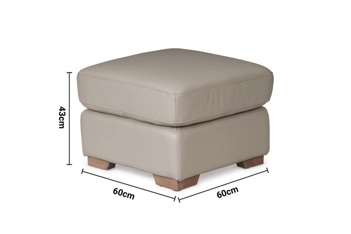 Lorenza Grey Leather Footstool dimensions