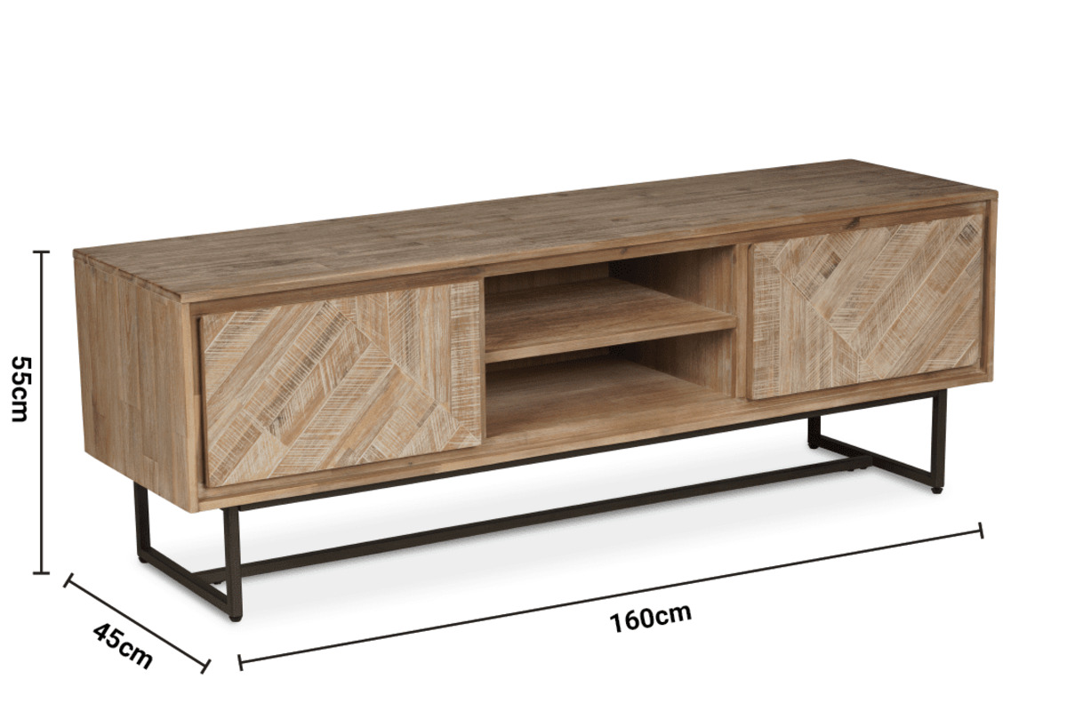 Luna Whitewash 2 Door TV Stand dimensions