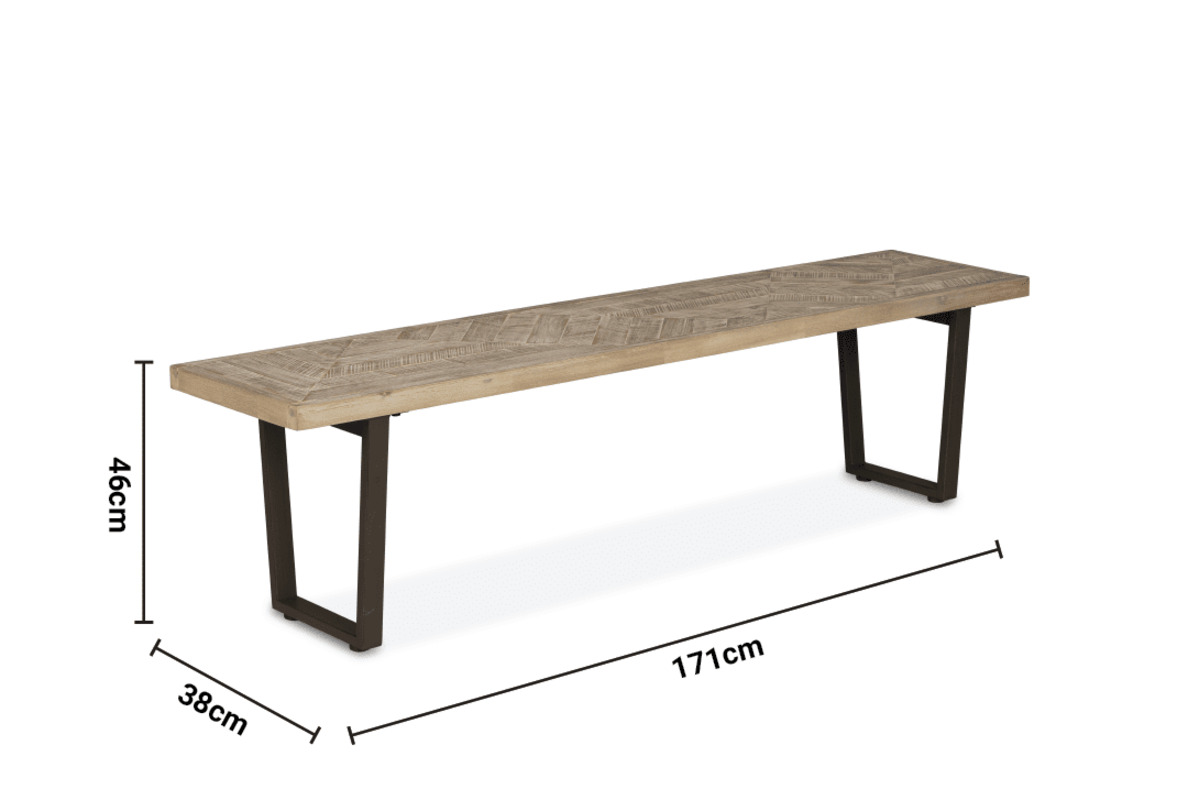 Luna Whitewash Bench dimensions