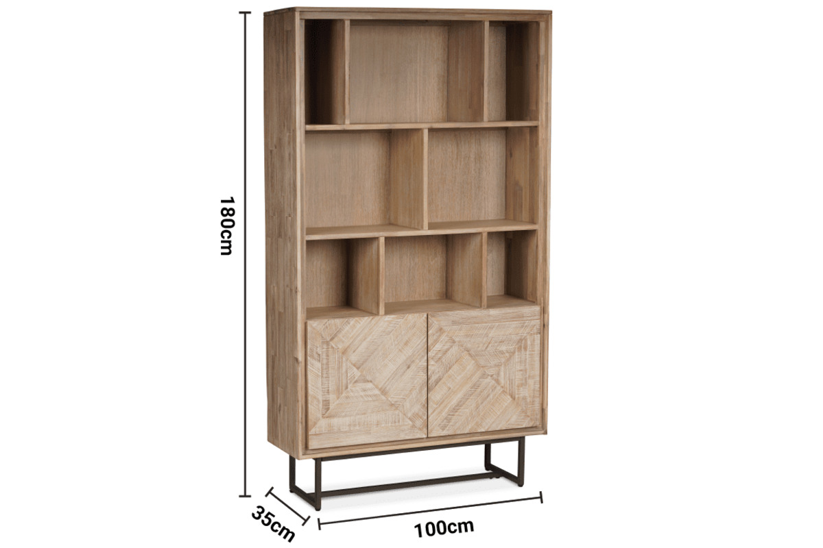 Luna Whitewash Bookcase dimensions