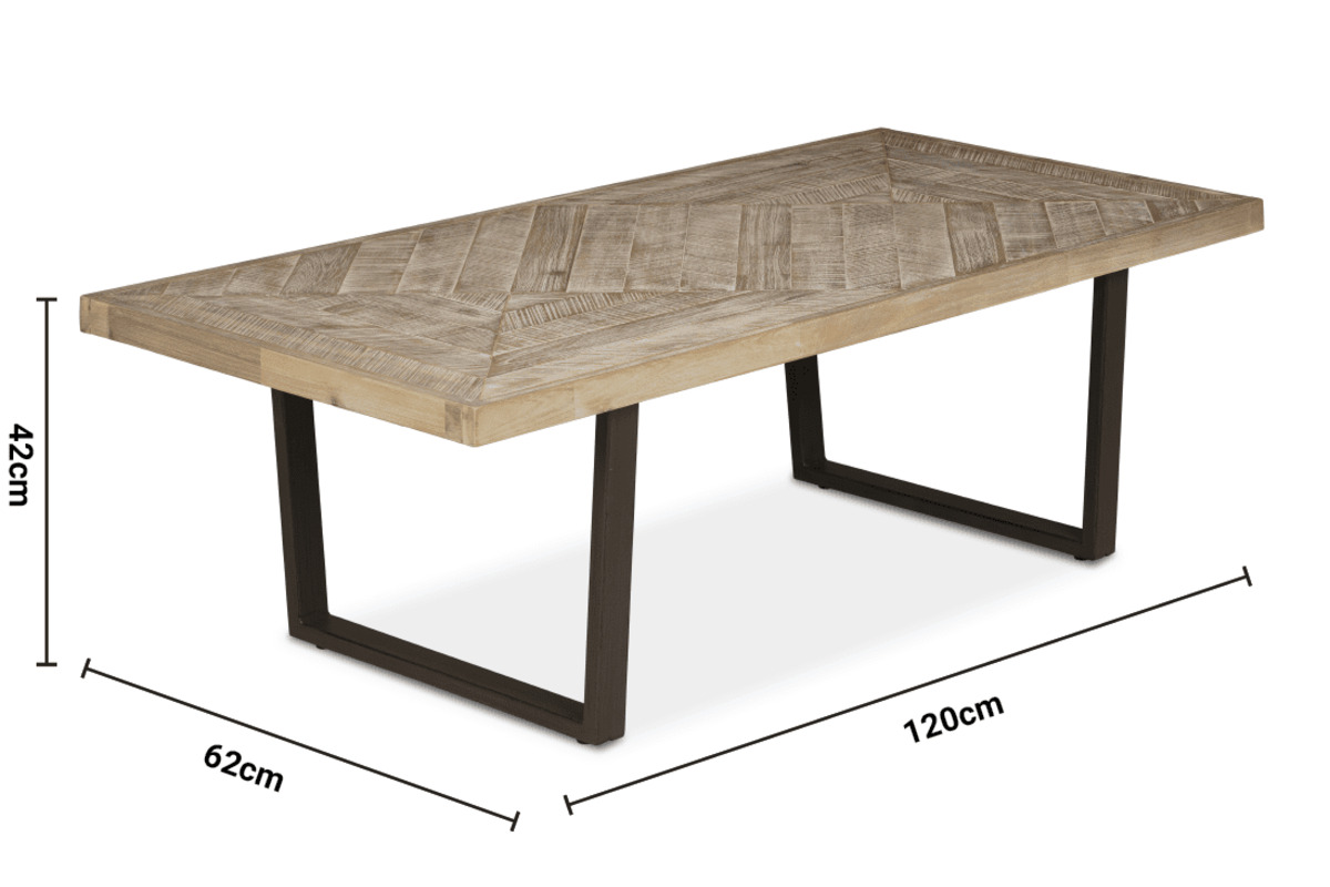 Luna Whitewash Coffee Table dimensions