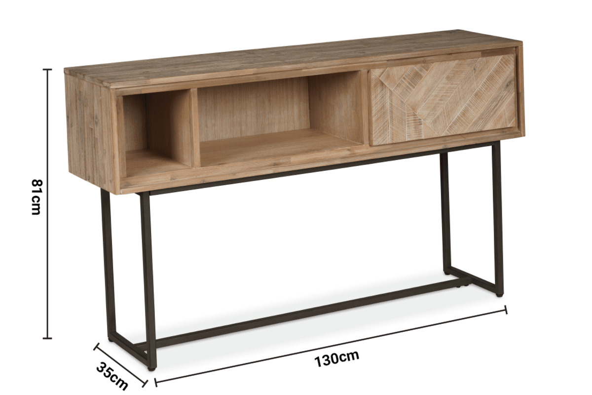 Luna Whitewash Console Table dimensions