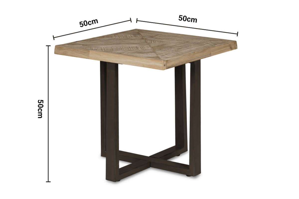 Luna Whitewash Side Table dimensions