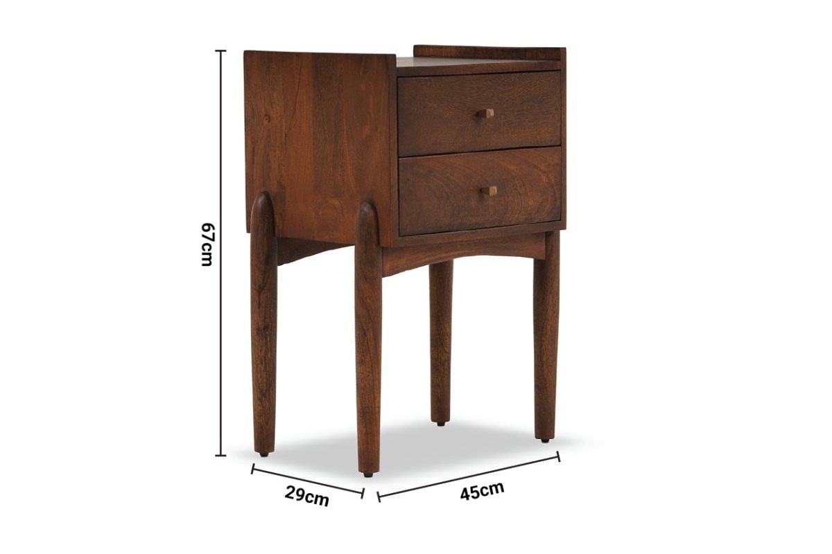 Luthor Large 2 Drawer Bedside Table dimensions