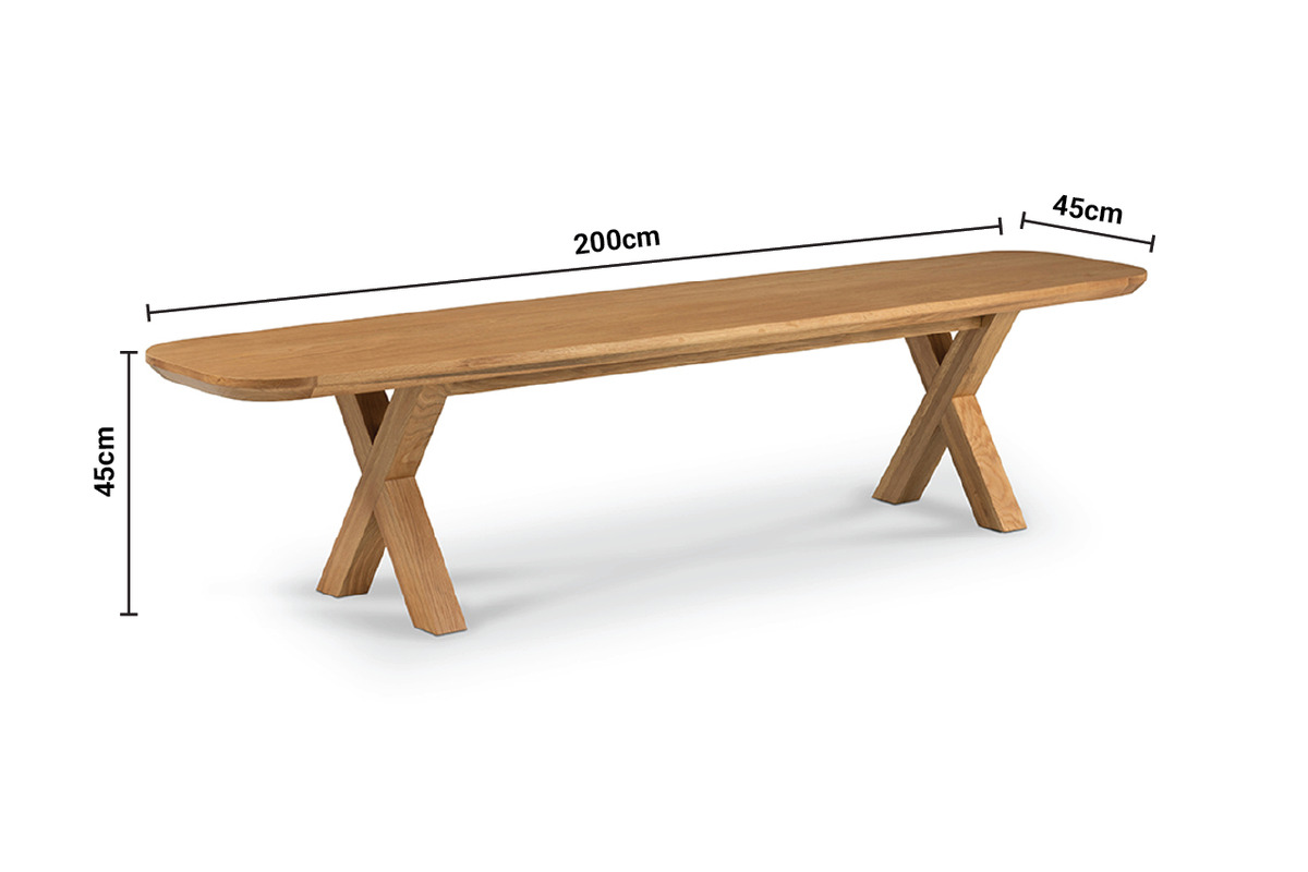 Madrid Oak Bench 2.0m dimensions