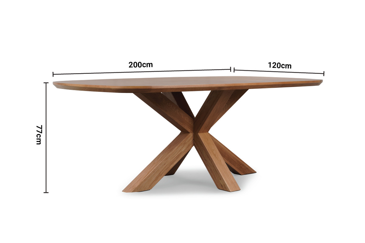 Madrid Oak Dining Table X-Leg 2.0m dimensions