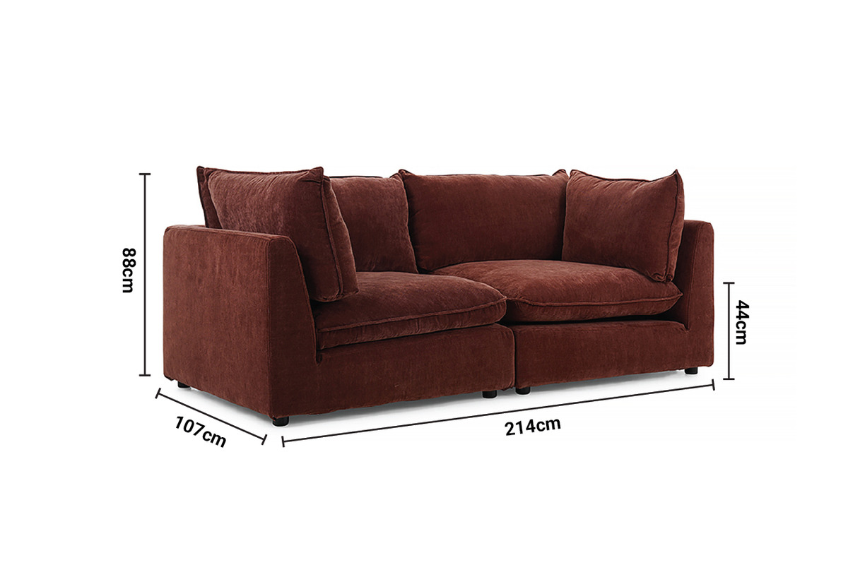 Manhattan Rust Fabric 2 Seater Sofa dimensions