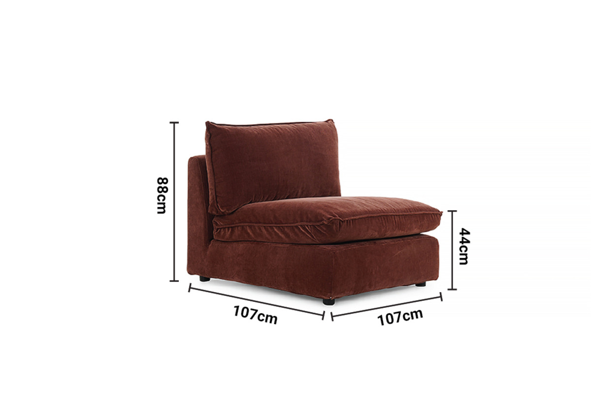 Manhattan Rust Fabric Armless Unit dimensions