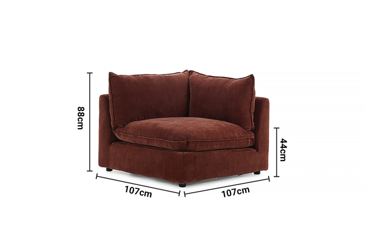Manhattan Rust Fabric Corner Piece dimensions