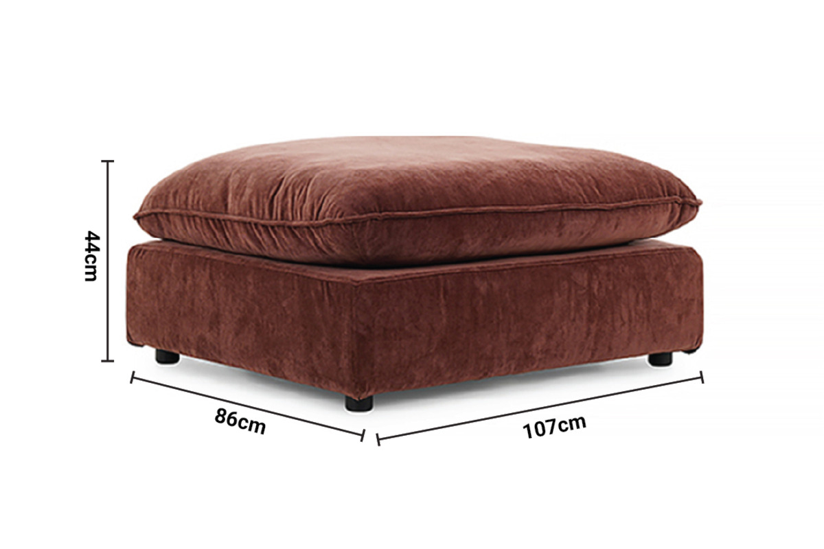 Manhattan Rust Fabric Footstool dimensions