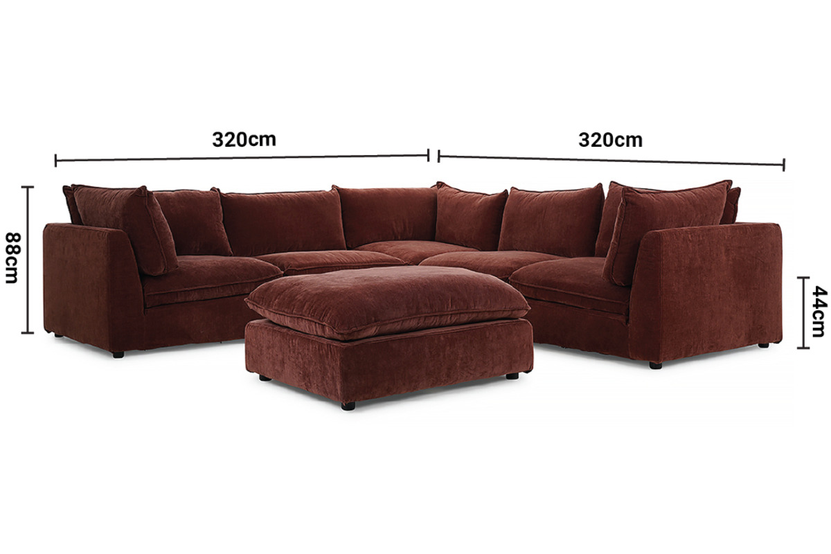 Manhattan Rust Fabric Large Corner Sofa dimensions