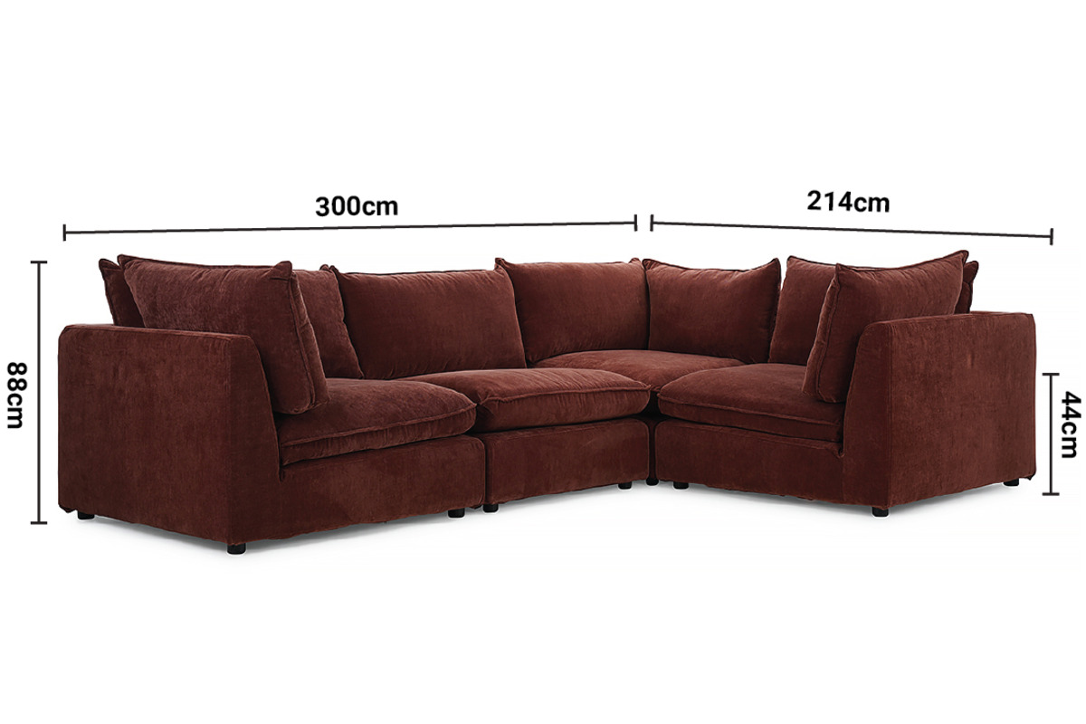 Manhattan Rust Fabric Small Corner Sofa dimensions