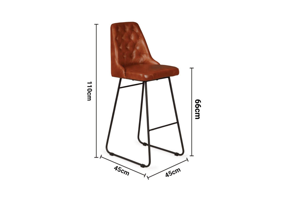 Manor Brown Leather Bar Stool Black Leg dimensions