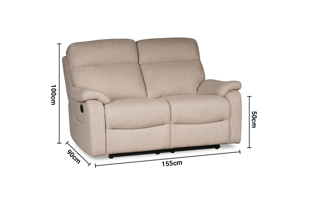 Marlow Cream 2 Seater Manual Recliner dimensions