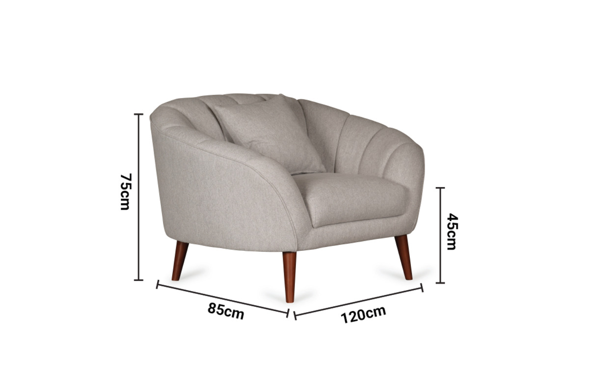 Megan Grey Fabric Armchair dimensions