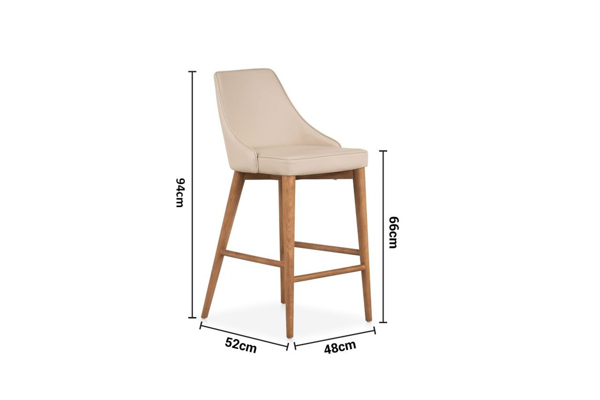 Melica Cappuccino Leather Bar Stool dimensions