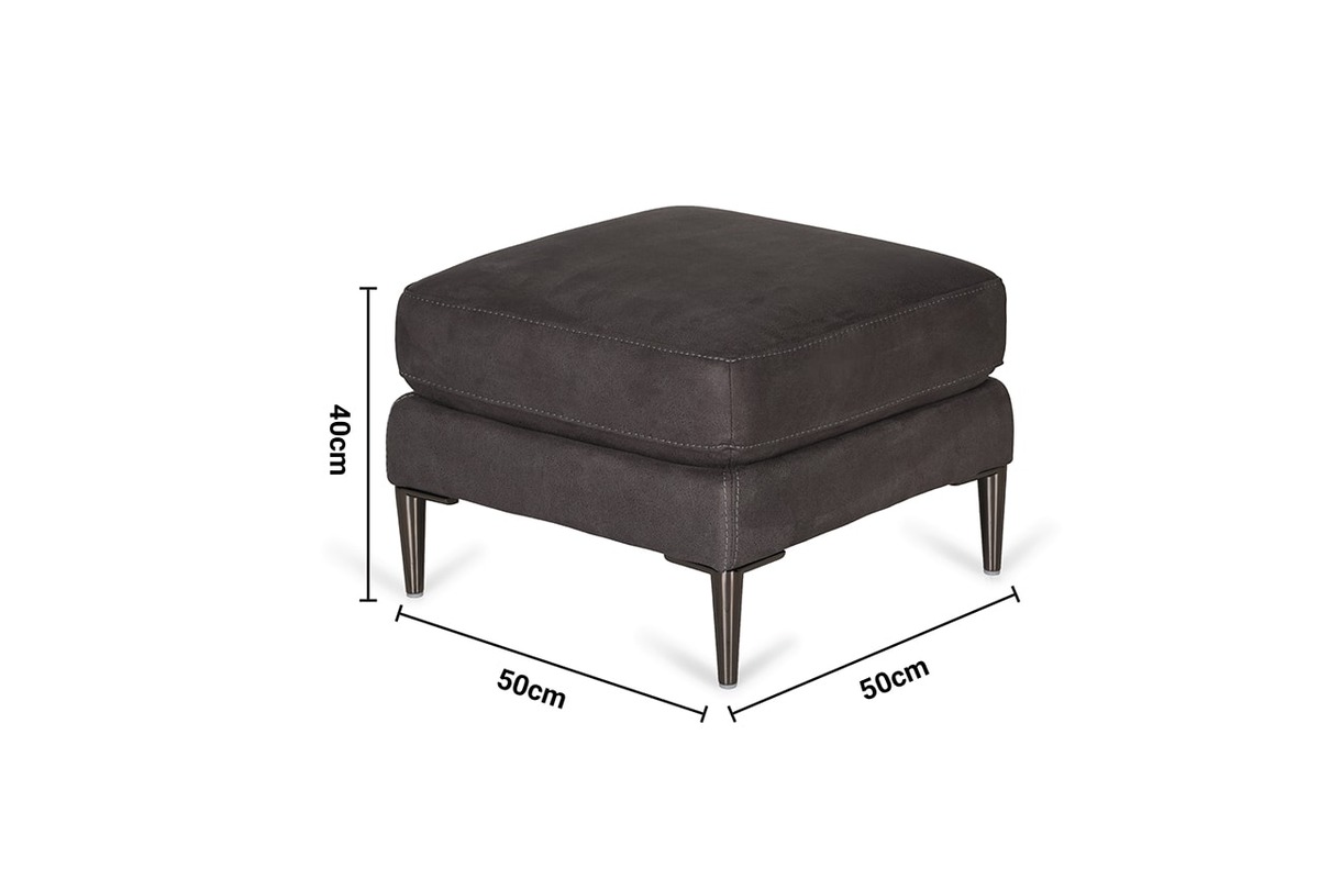 Milan Charcoal Grey Fabric Footstool dimensions