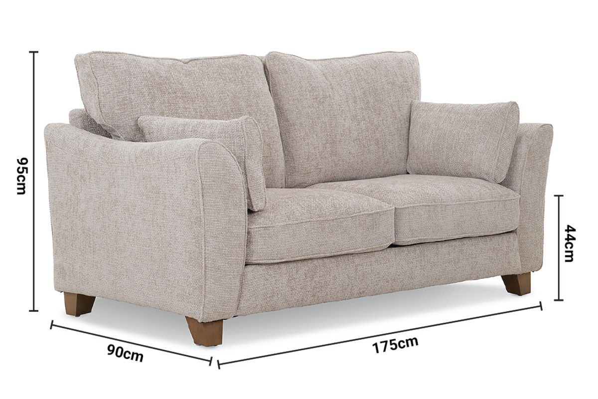 Milburn Cream Fabric 2 Seater Sofa dimensions